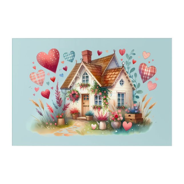 Whimsical Cottagecore Heart House Art (Front)