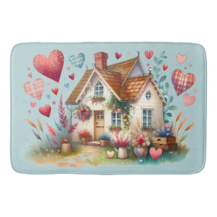 Whimsical Cottagecore Heart House Art Bath Mat