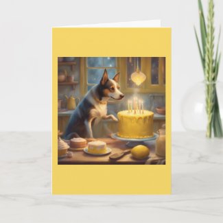 Whimsical Cottagecore Kitchen Dog & Birthday Cake