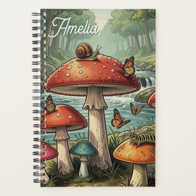 Whimsical Cottagecore Mushrooms | Personalized Planner (Front)