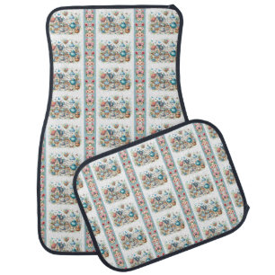 Whimsical Cottagecore Tea Garden Scene Car Floor Mat