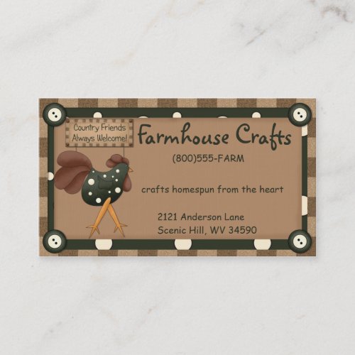 Whimsical Country Rooster Business Card