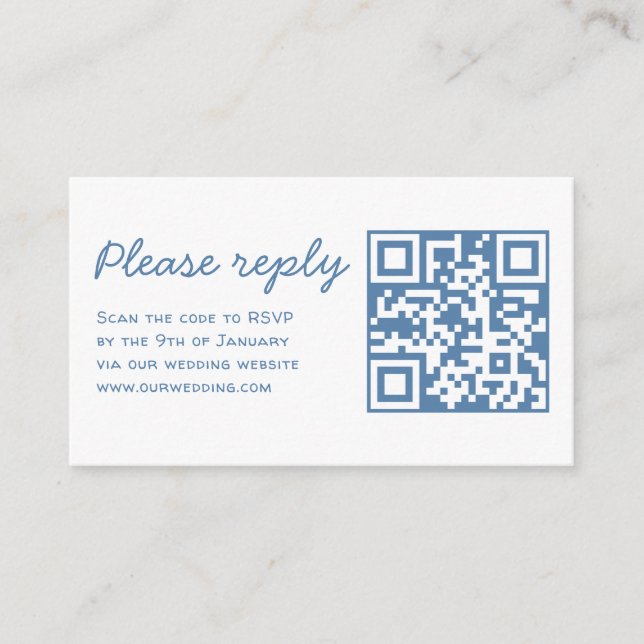 Whimsical Couple Rings Doodle RSVP QR Code Wedding Enclosure Card (Front)
