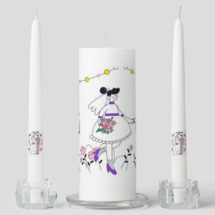 Whimsical Couple Sketch Unity Candle Set 