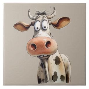 Whimsical Cow Ceramic Tile