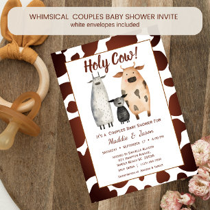 Whimsical Cow Family Couples Theme Baby Shower Invitation