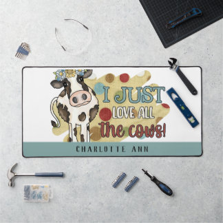 Whimsical Cow Farmhouse Personalized  Desk Mat