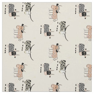 Whimsical Cow Pattern on Beige Fabric