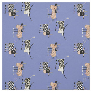Whimsical Cow Pattern on Blue Fabric