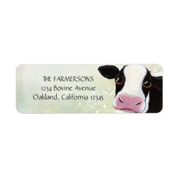Whimsical Cow Return Address Labels by LisaMarieArt at Zazzle