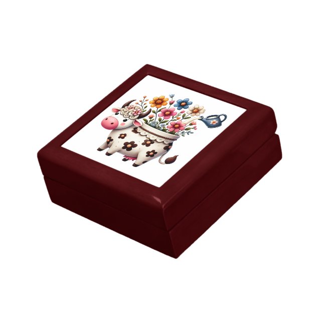 Whimsical COW Tile  Gift Box (Side)