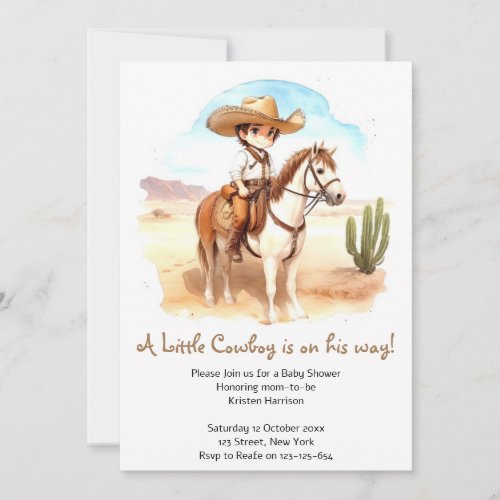 Whimsical Cowboy Adventure Baby Shower Invitation
