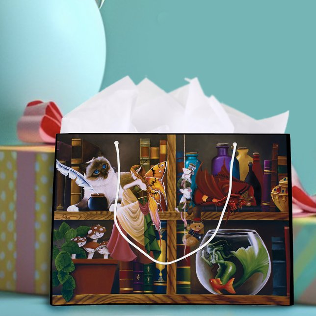 Whimsical Cozy Fantasy Wizard Library Shelves  Large Gift Bag (Creator Uploaded)