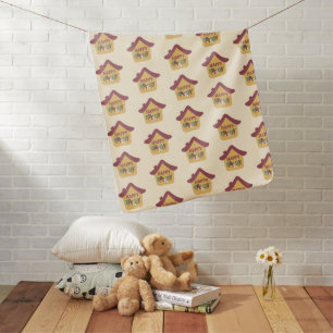 Whimsical Cozy house Colorful Happy Birthday Baby Blanket