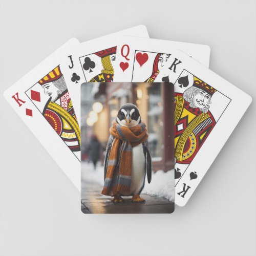 Whimsical Cozy Penguin Snowy Winter Playing Cards