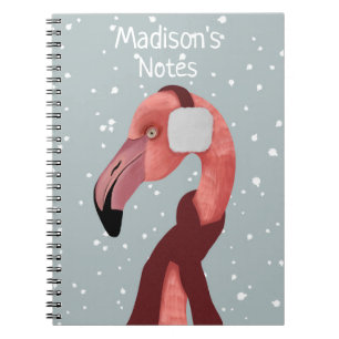 Whimsical Cozy Winter Flamingo With Scarf Notebook