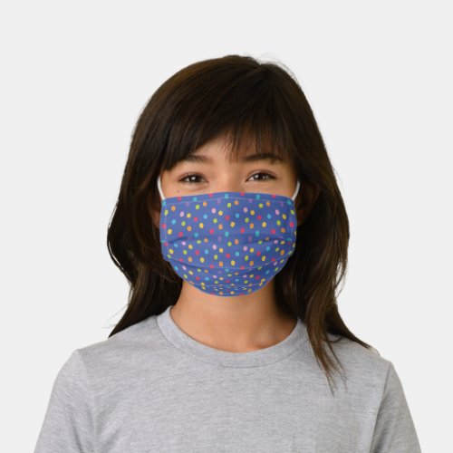Whimsical Crayon Polka Dots Blue Pattern Kids Cloth Face Mask