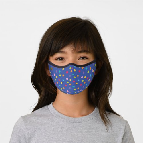 Whimsical Crayon Polka Dots Blue Pattern Premium Face Mask