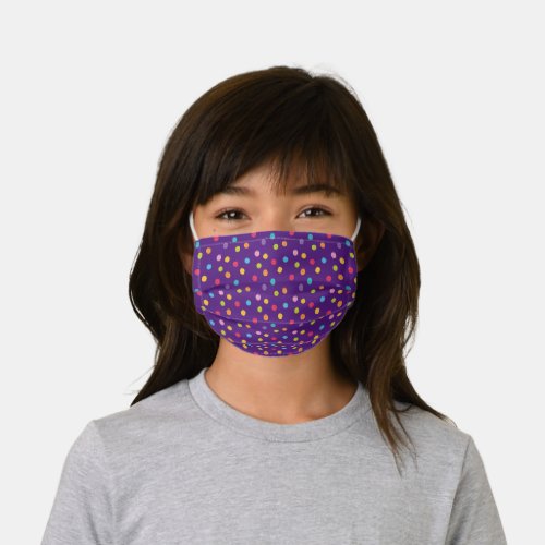 Whimsical Crayon Polka Dots Purple Pattern Kids Cloth Face Mask