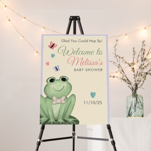 Whimsical Cream Lavender Frog Baby Shower Foam Board