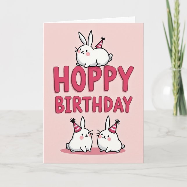 Whimsical Creature Hoppy Birthday Card (Front)