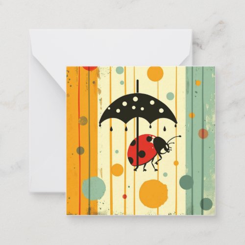 Whimsical Critters  Raindrop Ditties Ladybug Note Card