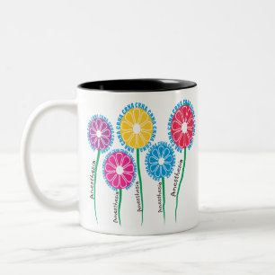 Whimsical CRNA Flowers Two-Tone Coffee Mug