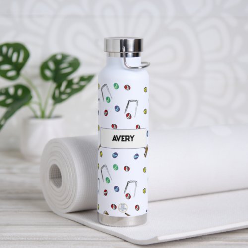 Whimsical Croquet Chic Personalized Water Bottle