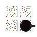 Whimsical Croquet Hand-Illustrated Pattern Square Paper Coaster<br><div class="desc">Imagine this: your croquet party is in full swing, the sun is shining, laughter fills the air, and amidst it all, your drinks rest upon the most charming and distinctive paper coasters anyone's ever seen. These aren't just any coasters; they're a conversation piece, a statement of style and fun, designed...</div>