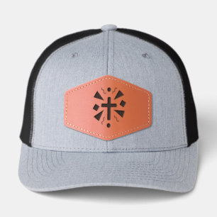 Whimsical Cross Church Leather Patch Hat