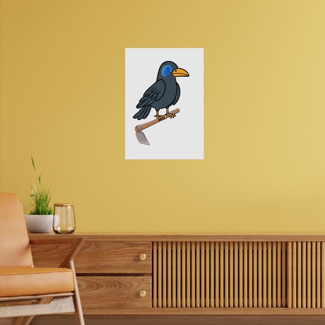 Whimsical Crow Brain Eye - Surreal Dark Raven Poster (Living Room 2)