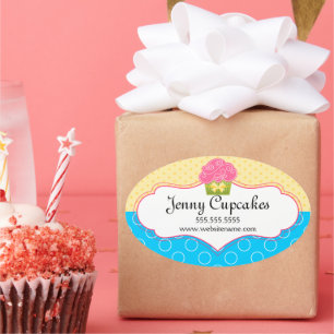 Whimsical Cupcake Bakery Box Seals