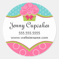 Whimsical Cupcake Bakery Box Seals
