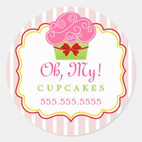Whimsical Cupcake Bakery Box Seals