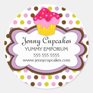 Whimsical Cupcake Bakery Box Seals