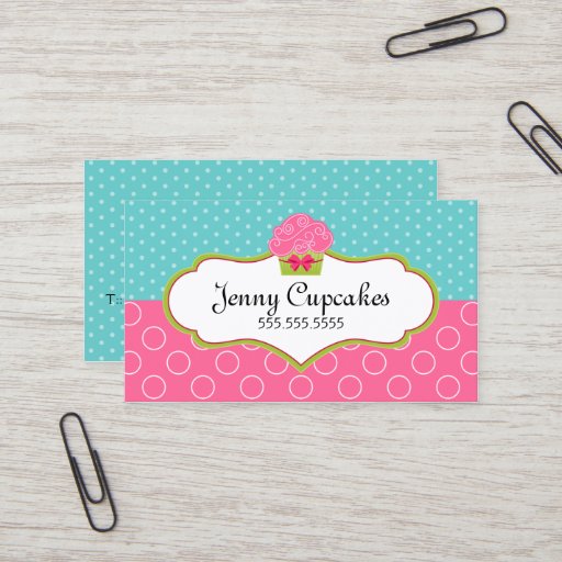 Customizable Whimsical Cupcake Bakery Business Cards