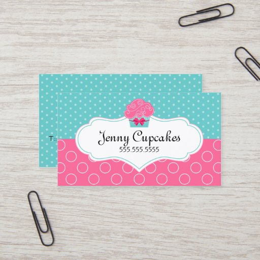 Customizable Whimsical Cupcake Bakery Business Cards