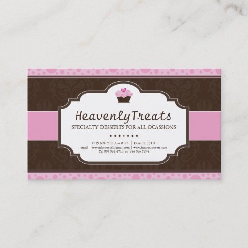 Customizable Whimsical Cupcake Bakery Business Card