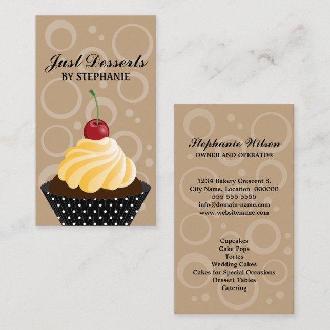 Whimsical Cupcake Bakery Business Card (Front/Back)