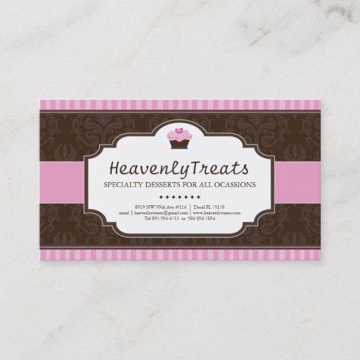 Customizable Whimsical Cupcake Bakery Business Card