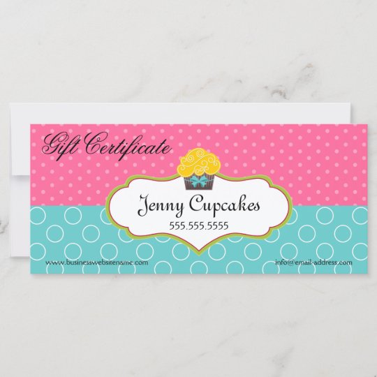 Whimsical Cupcake Bakery Gift Certificate