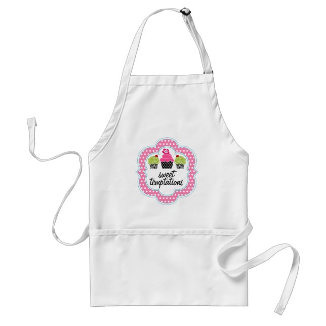 Whimsical Cupcake Bakery Personalized Adult Apron (Front)