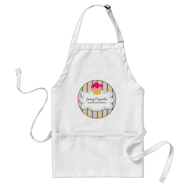 Whimsical Cupcake Bakery Personalized Adult Apron (Front)