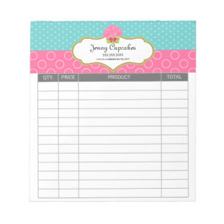 Whimsical Cupcake Bakery Receipts Notepad