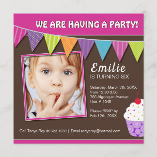 Whimsical Cupcake Birthday Party Invitation