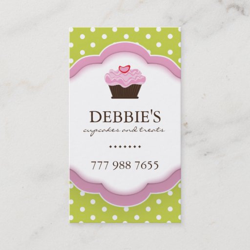 Customizable Whimsical Cupcake Business Cards