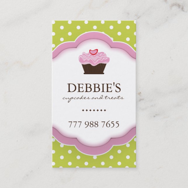 Whimsical Cupcake Business Cards (Front)
