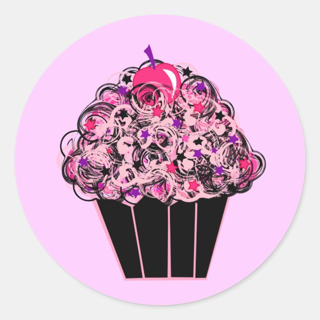 Whimsical Cupcake Classic Round Sticker (Front)