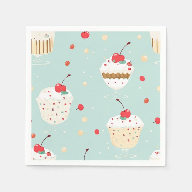 Whimsical Cupcake Delight Party Napkins (Front)