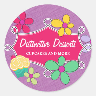 Whimsical Cupcake Floral Baking Box Seals